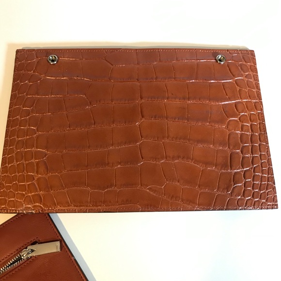 Signature V Crocodile-Embossed Leather & Smooth Leather Tote AS IS interior - Picture 7 of 16